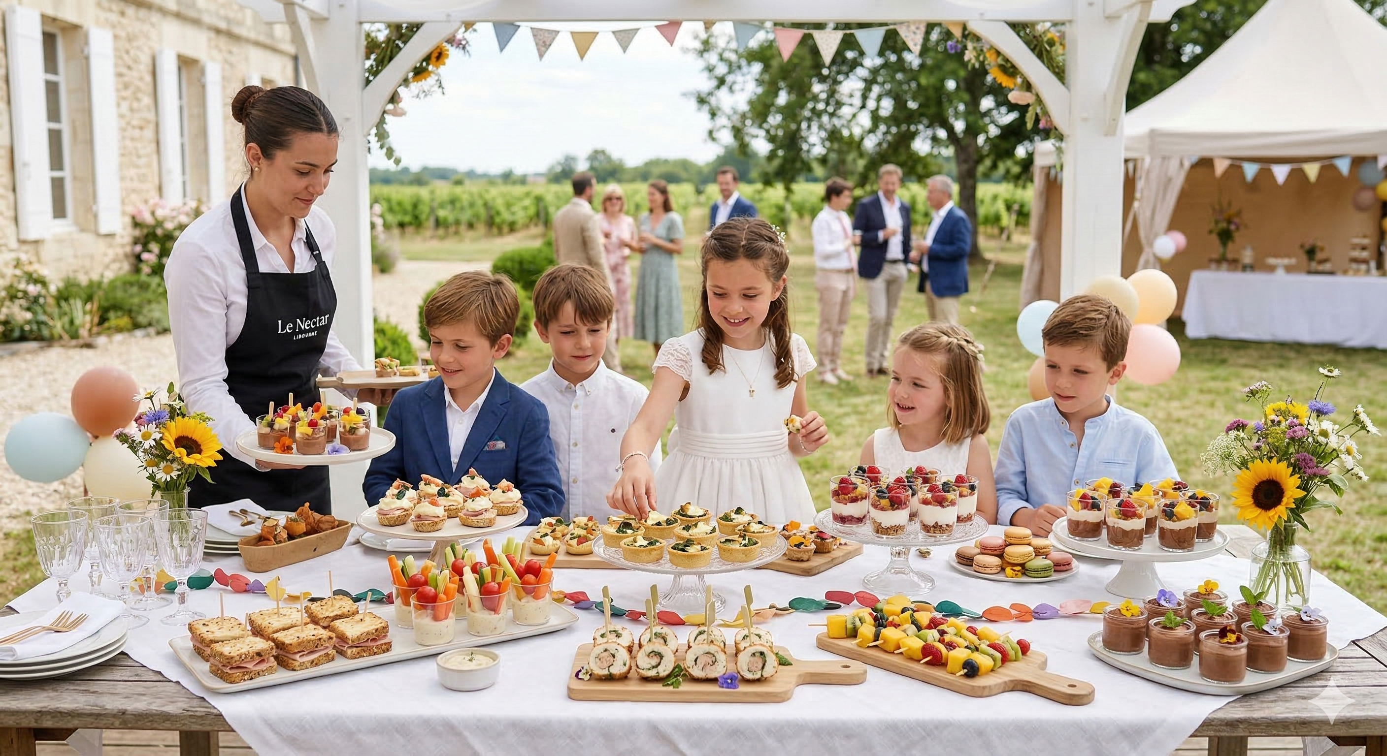 Buffet pour enfants raffiné et ludique pour communion à Libourne par Le Nectar traiteur