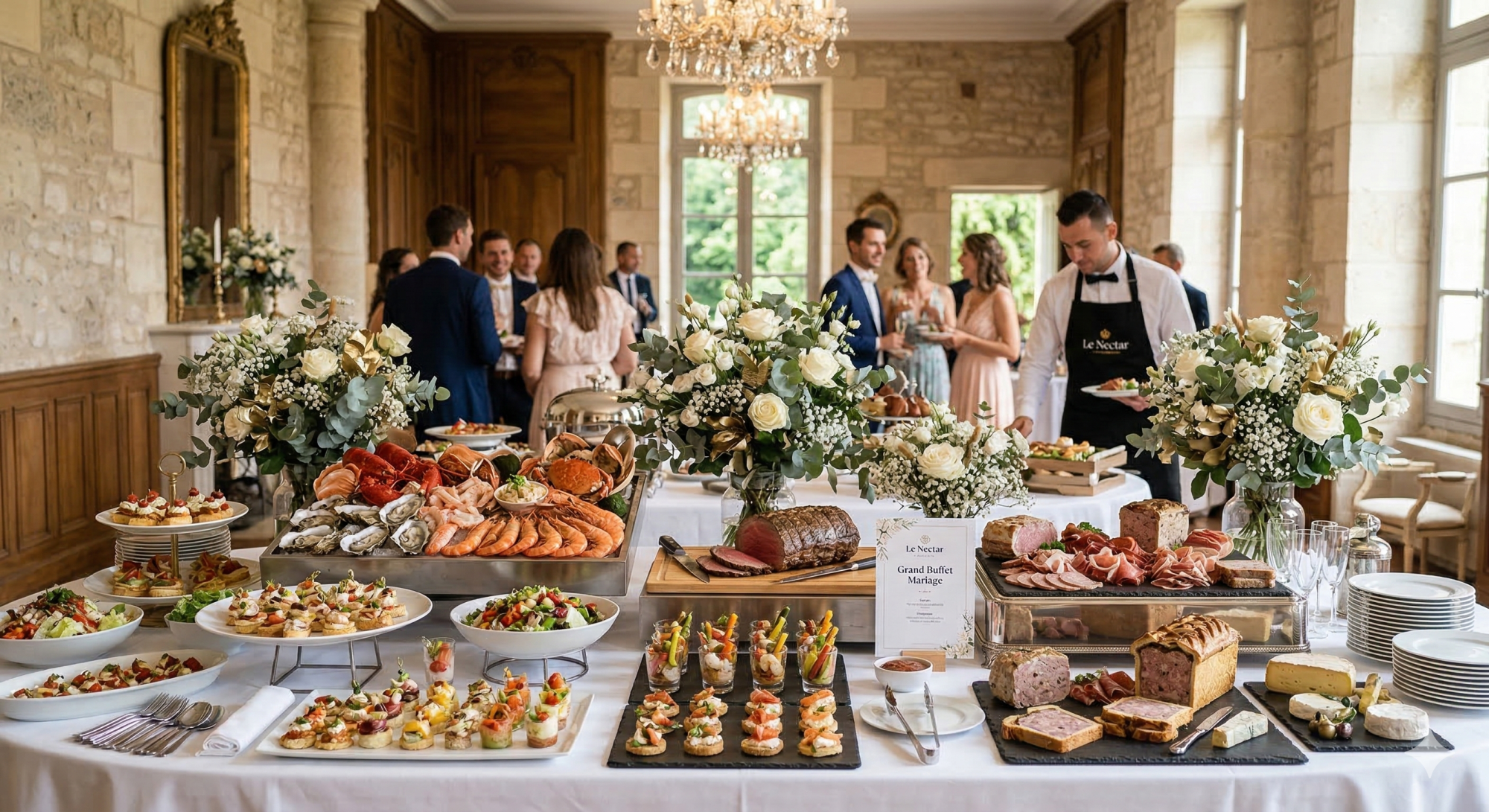Grand buffet de mariage pour une réception de prestige à Libourne par Le Nectar traiteur