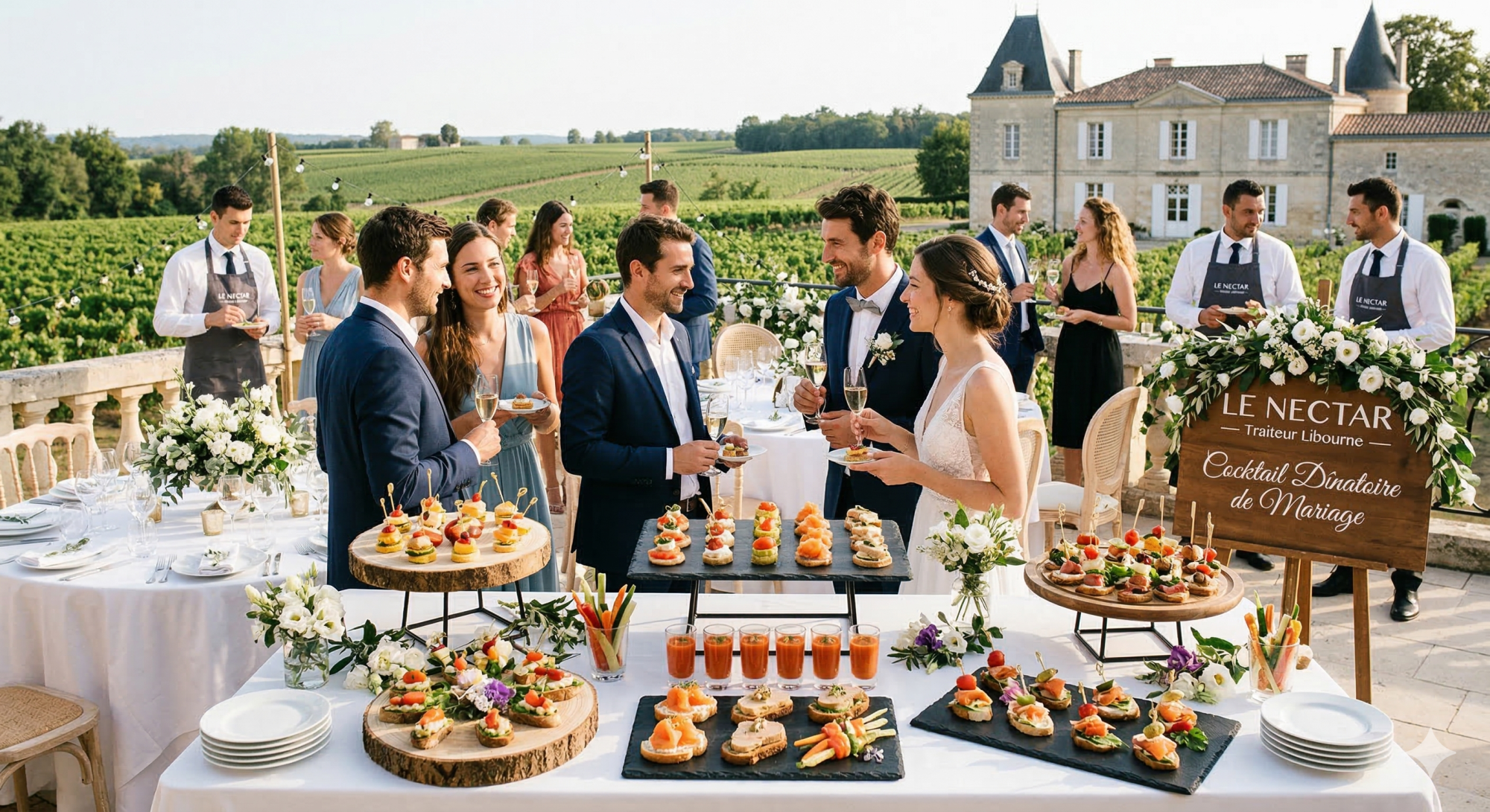 Cocktail dinatoire mariage à Libourne par Le Nectar traiteur