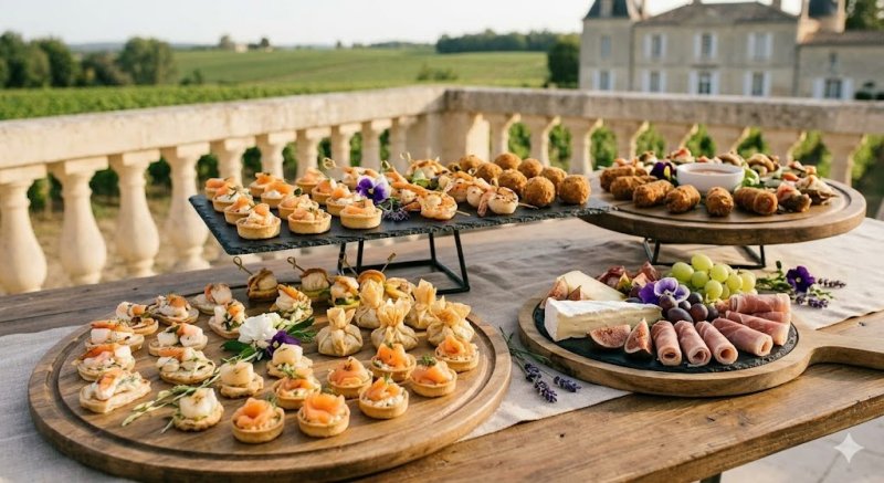 Miniardises cocktail dinatoire pour mariage à Libourne par Le Nectar traiteur